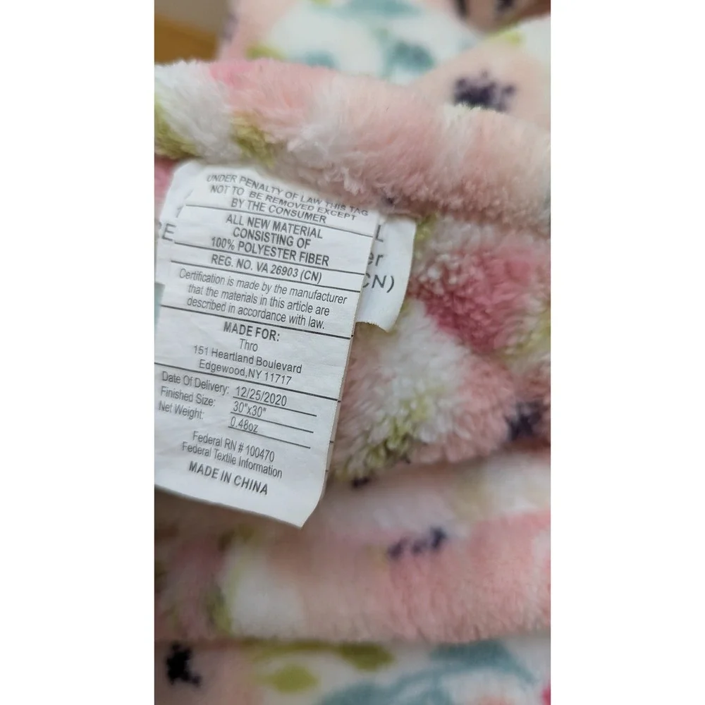 Thro Baby Large Plush Bunny Rabbit Lovey Security Blanket Pink Floral